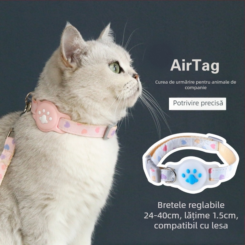 Capac protecție AirTag pentru zgarda animalelor de companie, model punct, din bumbac-poliester, stil prințesă