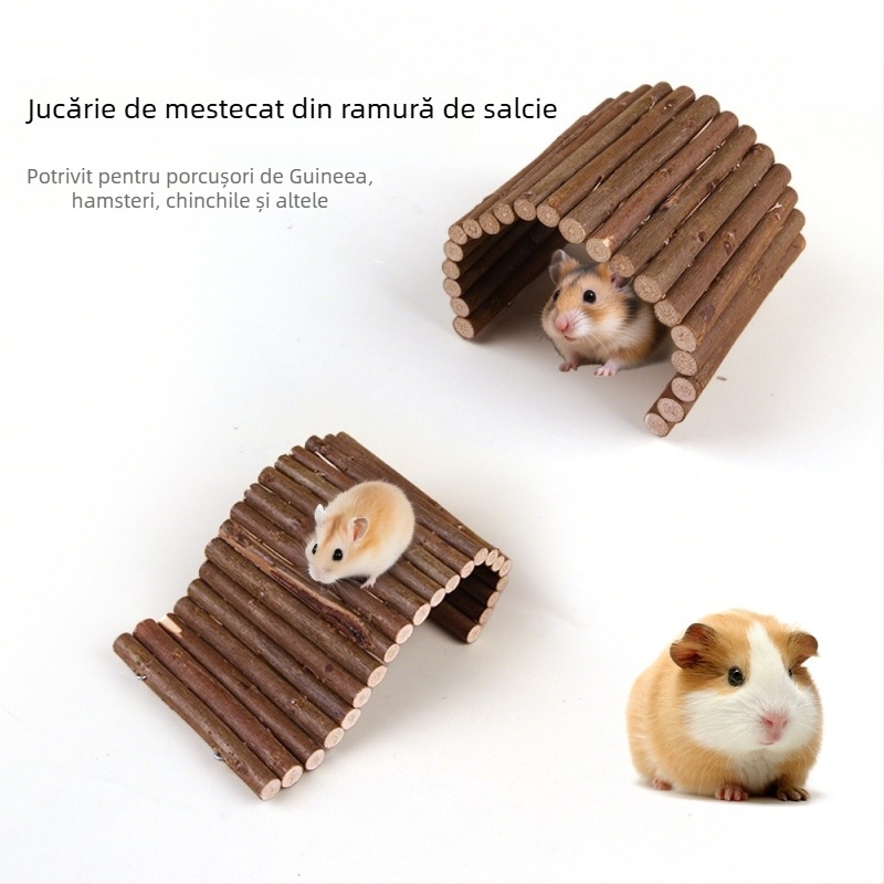 Set de jucării pentru hamster: tunel din ramuri de salcie, cuib, leagăn, hamac, scară și gard; pentru Totoro; origine Zhejiang; brand Pet taro