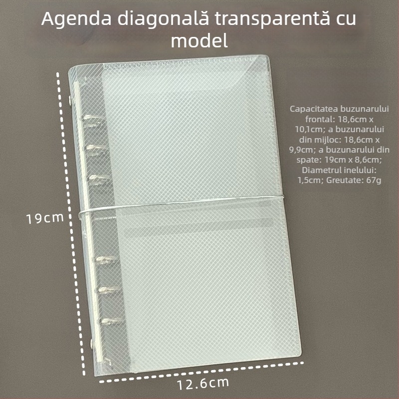 M5 husă pentru foi detașabile A7/A6, din PP transparent cu textură twill, portabilă și subțire