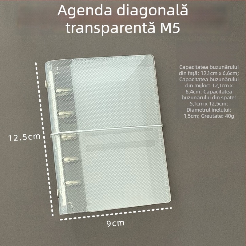 M5 husă pentru foi detașabile A7/A6, din PP transparent cu textură twill, portabilă și subțire