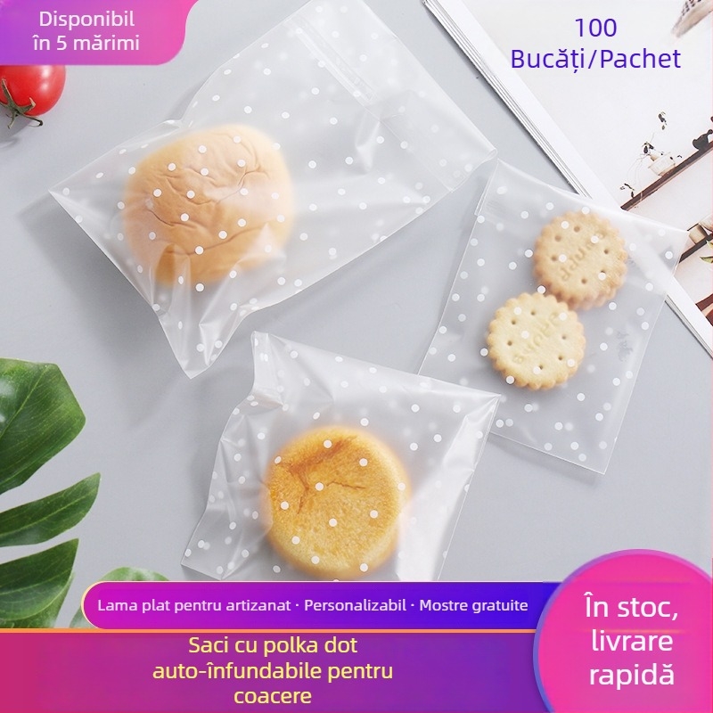 Pungă autoadezivă mat-transparente cu model puncte pentru bijuterii, fursecuri și bomboane - imprimare offset, personalizabilă, origine: Jinhua, Zhejiang