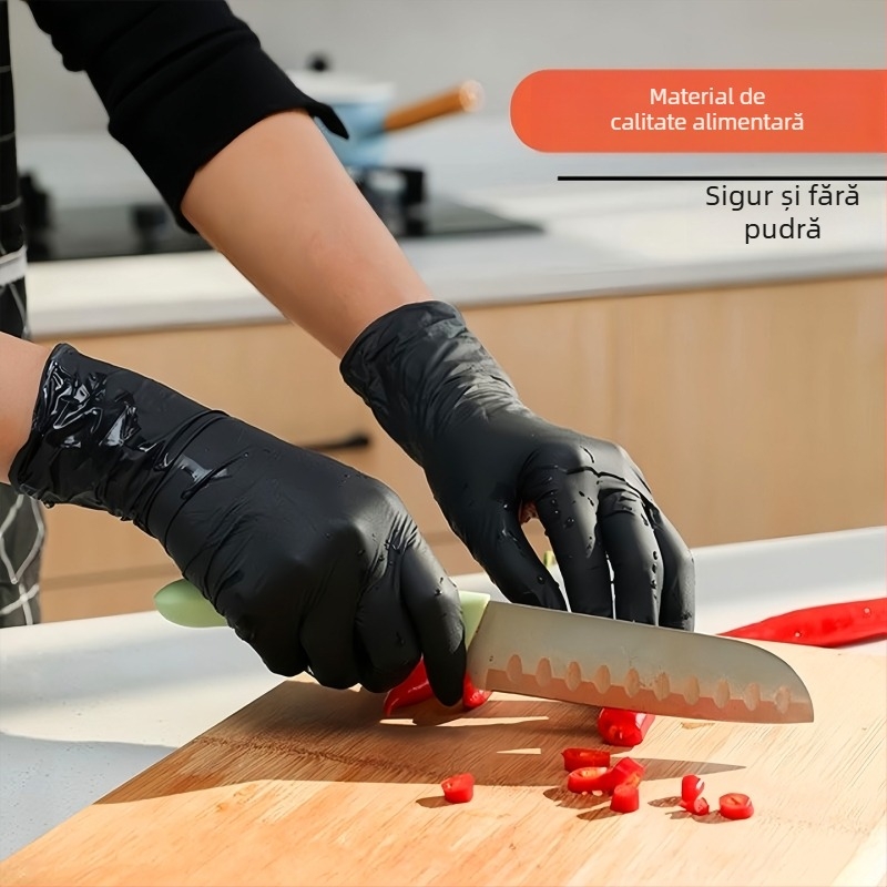 Mănuși nitrilice de unică folosință, îngroșate, pentru alimente – rezistente la ulei și la apă