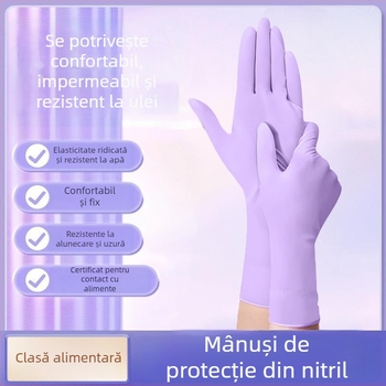 Mănuși nitril alimentare pentru bucătărie, spălat vase, grosime mare, culoare monocromă, de unică folosință