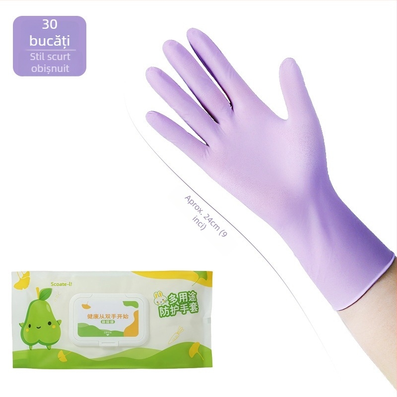 Mănuși nitril alimentare pentru bucătărie, spălat vase, grosime mare, culoare monocromă, de unică folosință