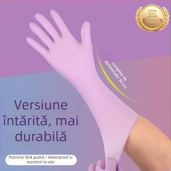 Mănuși de vase din nitril, de unică folosință, lungi, îngroșate, rezistente la ulei și impermeabile, pentru curățenie în bucătărie