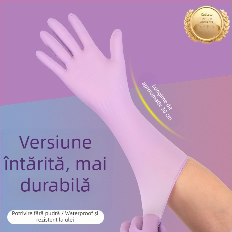 Mănuși de vase din nitril, de unică folosință, lungi, îngroșate, rezistente la ulei și impermeabile, pentru curățenie în bucătărie