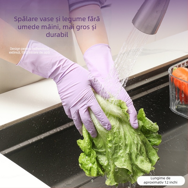 Mănuși de vase din nitril, de unică folosință, lungi, îngroșate, rezistente la ulei și impermeabile, pentru curățenie în bucătărie