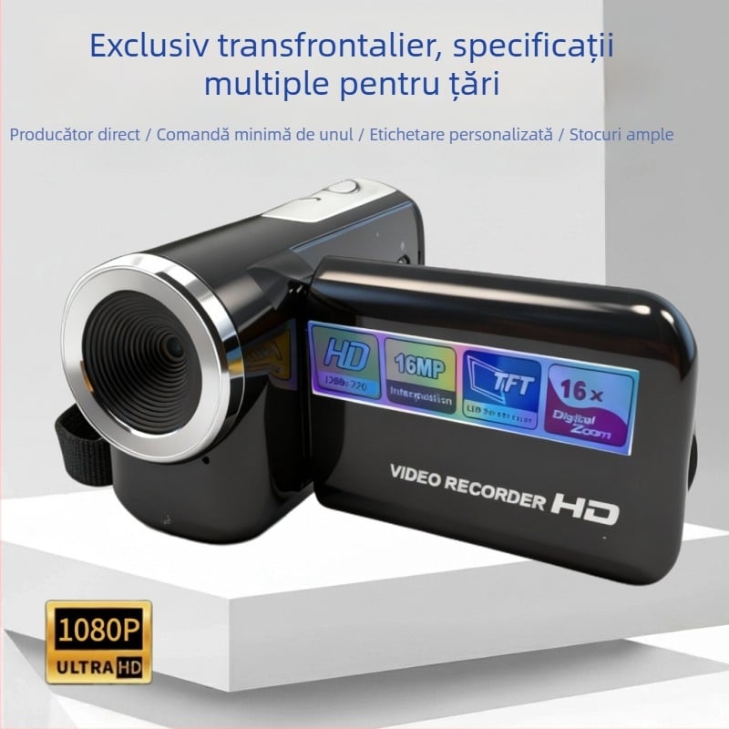 Dv22 cameră DV digitală pentru uz casnic cu senzor CMOS, zoom optic 16x, înregistrare 1080p, stocare pe card SD