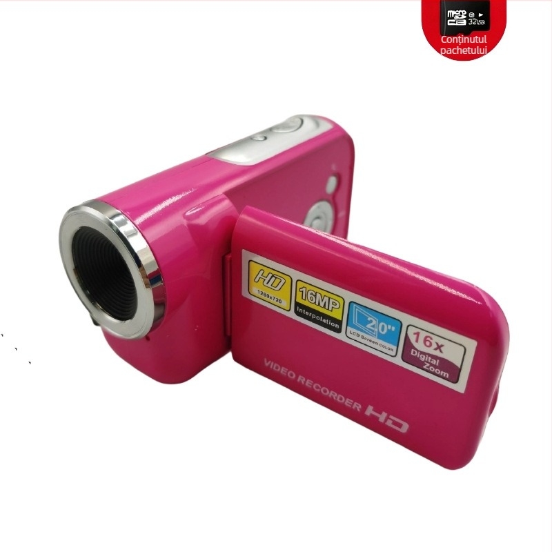 Dv22 cameră DV digitală pentru uz casnic cu senzor CMOS, zoom optic 16x, înregistrare 1080p, stocare pe card SD