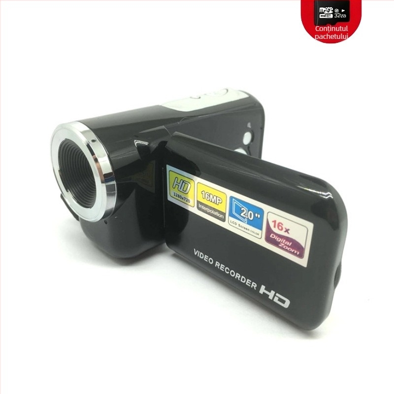 Dv22 cameră DV digitală pentru uz casnic cu senzor CMOS, zoom optic 16x, înregistrare 1080p, stocare pe card SD