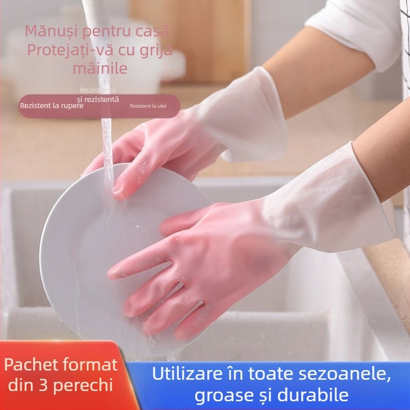 Mănuși din latex pentru spălat vase — groase, impermeabile, durabile pentru bucătărie și rufe