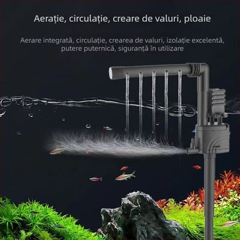 Pompa submersibilă pentru acvariu, 3 în 1 cu filtru superior, pompă încorporată pentru oxigenare și circulație, funcționare silențioasă