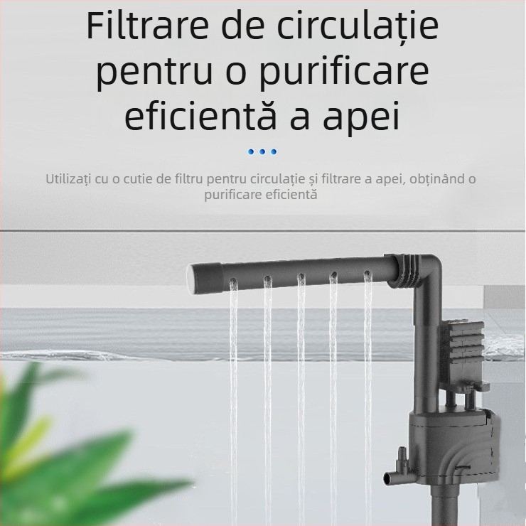 Pompa submersibilă pentru acvariu, 3 în 1 cu filtru superior, pompă încorporată pentru oxigenare și circulație, funcționare silențioasă