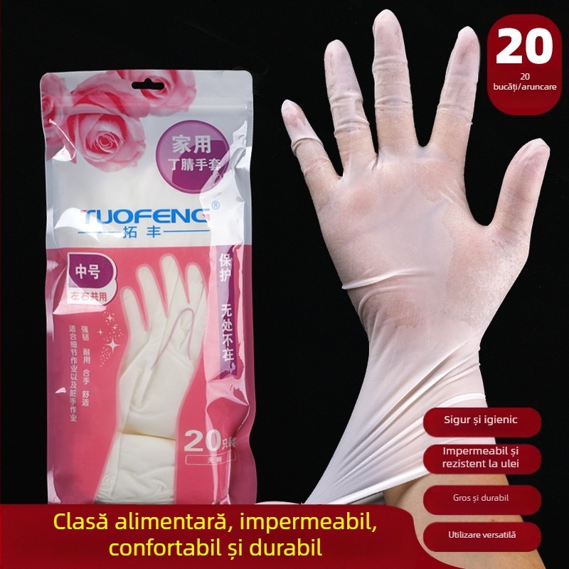 Mănuși nitrile de unică folosință, lungi pentru bucătărie și catering, impermeabile, grosime generală, pachet de 2 bucăți