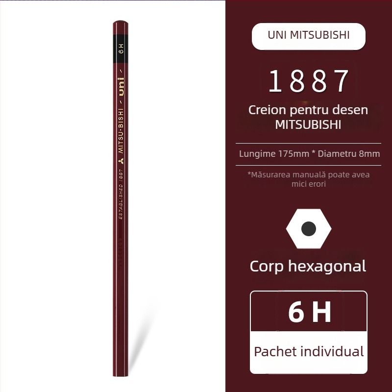 Creion Uni Pencil Mitsubishi 1887 pentru testul de duritate 6B-9H pentru schițe și desen