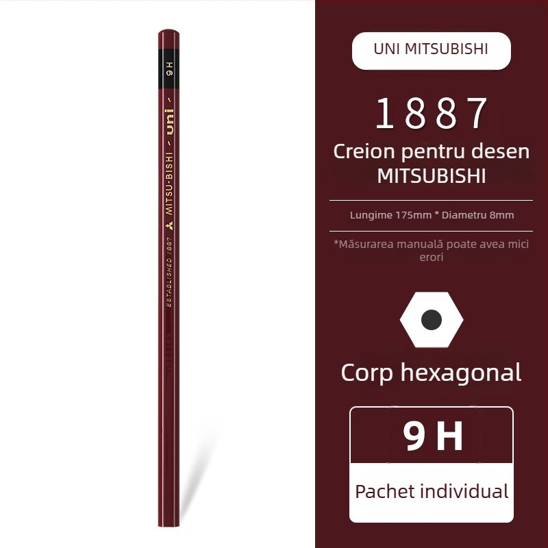 Creion Uni Pencil Mitsubishi 1887 pentru testul de duritate 6B-9H pentru schițe și desen