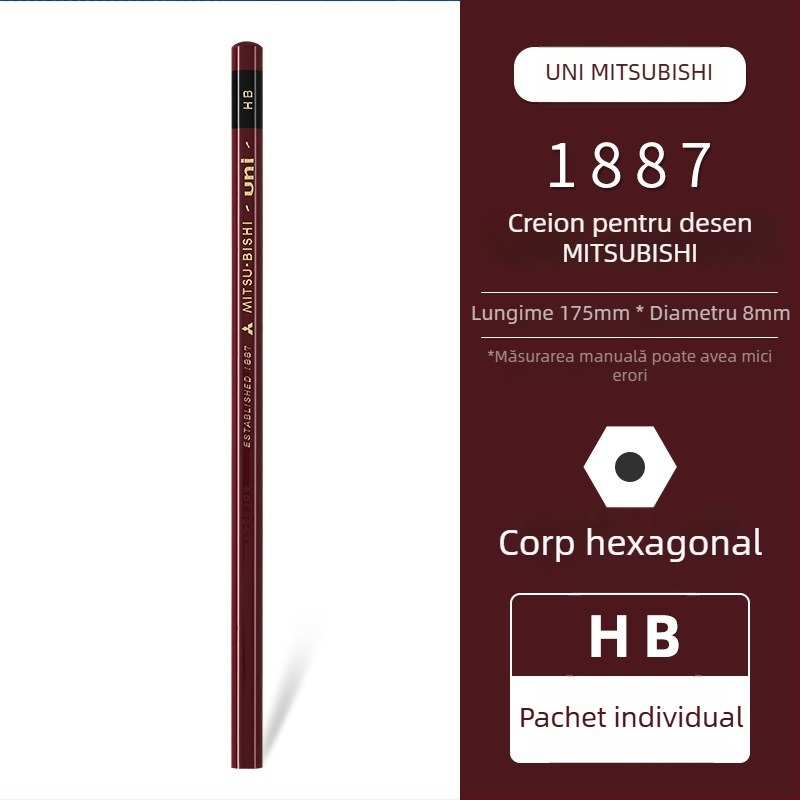 Creion Uni Pencil Mitsubishi 1887 pentru testul de duritate 6B-9H pentru schițe și desen