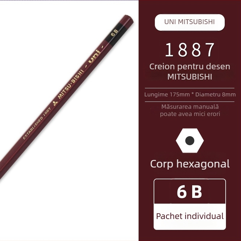 Creion Uni Pencil Mitsubishi 1887 pentru testul de duritate 6B-9H pentru schițe și desen