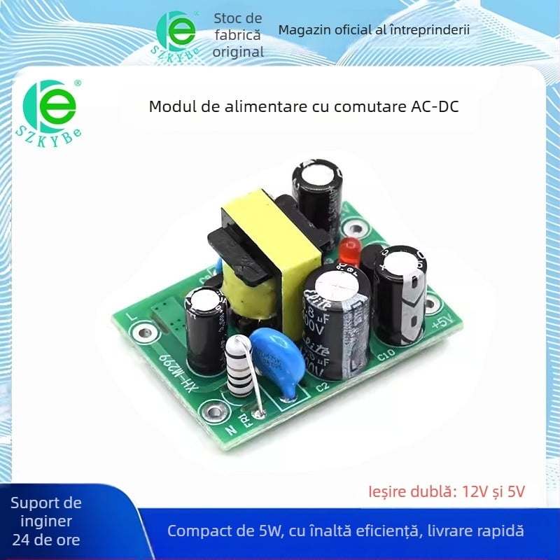 Modul de alimentare AC-DC cu comutare, model M299, intrare 110-220V, ieșire duală 12V și 5V, alimentare izolată.