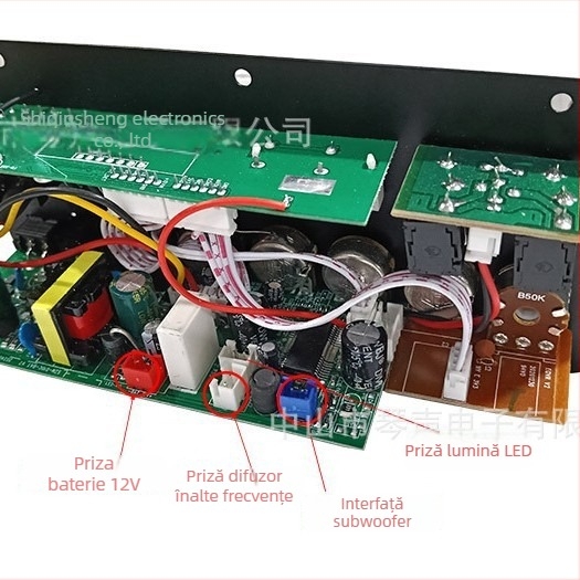 Placă de amplificator auto 12V cu afișaj, compatibilă cu baterie reîncărcabilă, modul Bluetooth pentru karaoke