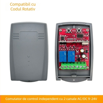 Due Receptor Wireless cu 2 Canale pentru Ușa de Garaj, 9–24V AC/DC, Cod Rotativ