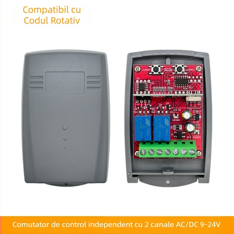 Due Receptor Wireless cu 2 Canale pentru Ușa de Garaj, 9–24V AC/DC, Cod Rotativ