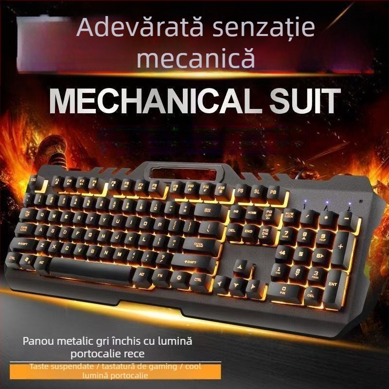 Set tastatură și mouse cablat cu USB, optic 1200 DPI, iluminare de fundal, pentru desktop și laptop