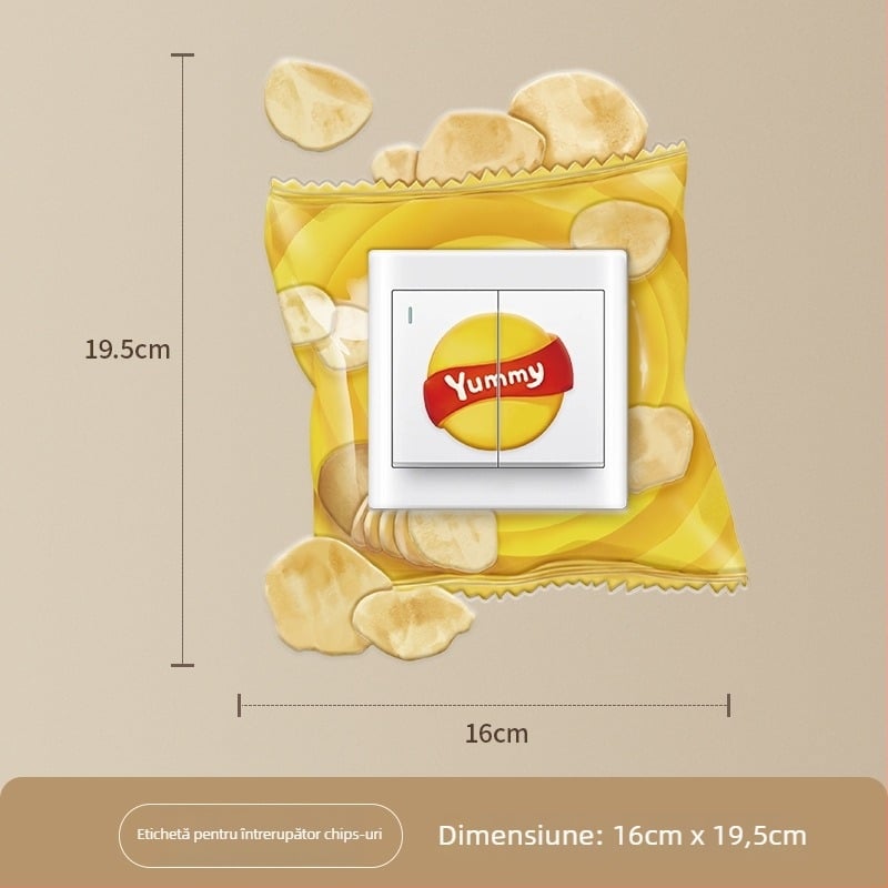 Husă din piele pentru întrerupător Gourmet – stil modern minimalist, personalizabil, etichetă pentru întrerupător Potato-Chip, pentru living/dormitor/restoran