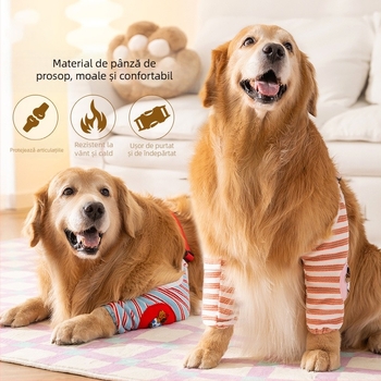 Protector pentru cot și gardă pentru picior pentru câine, cu dungi desen animate – fibre poliesterice, pentru toate sezoanele, stil casual