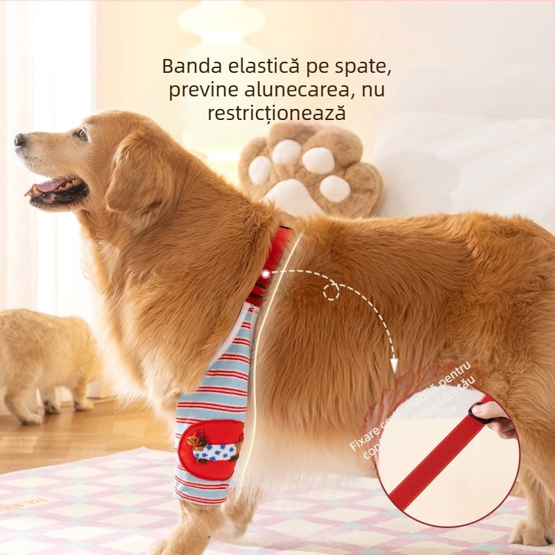 Protector pentru cot și gardă pentru picior pentru câine, cu dungi desen animate – fibre poliesterice, pentru toate sezoanele, stil casual