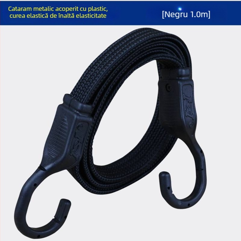 Bandă elastică pentru bagaje cu cârlige din oțel placat cu plastic