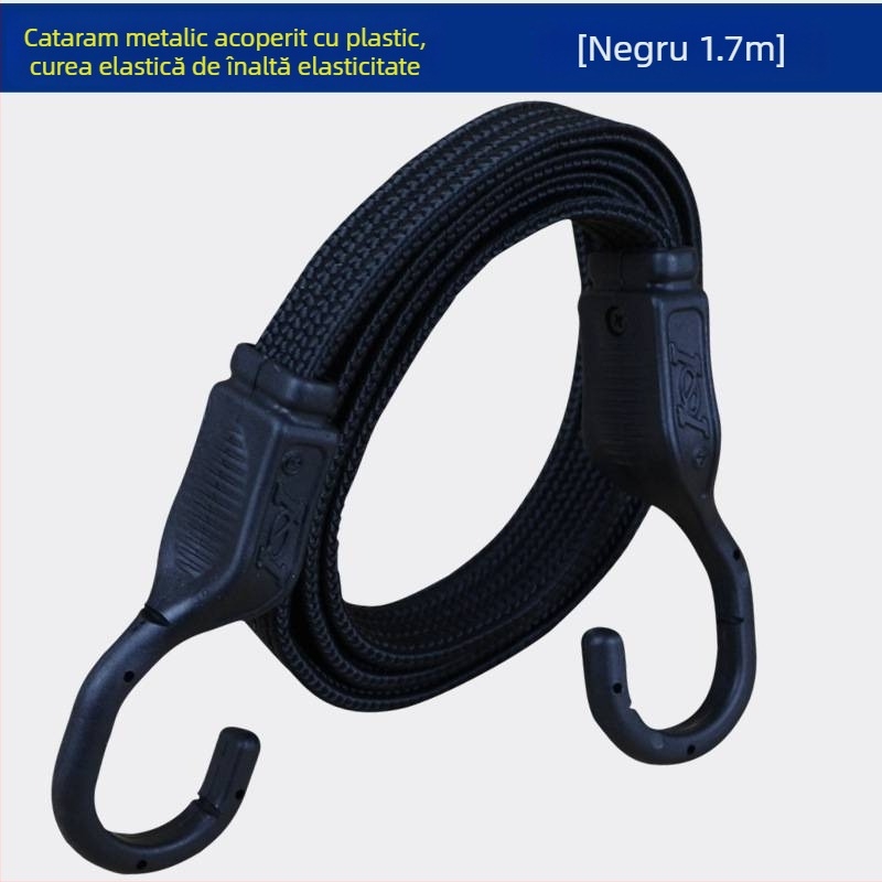 Bandă elastică pentru bagaje cu cârlige din oțel placat cu plastic