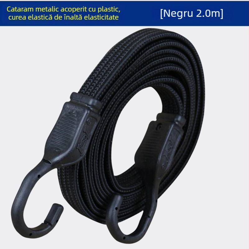 Bandă elastică pentru bagaje cu cârlige din oțel placat cu plastic