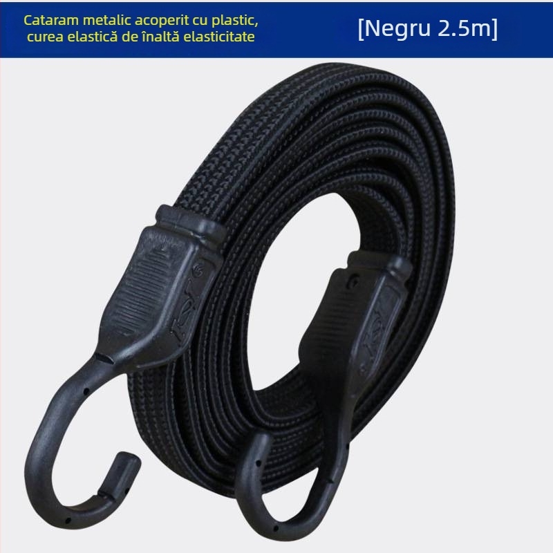 Bandă elastică pentru bagaje cu cârlige din oțel placat cu plastic