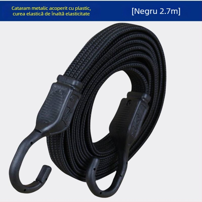 Bandă elastică pentru bagaje cu cârlige din oțel placat cu plastic