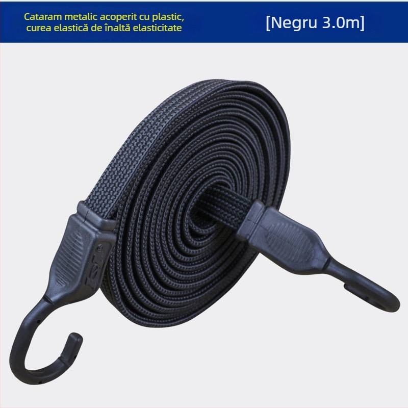 Bandă elastică pentru bagaje cu cârlige din oțel placat cu plastic