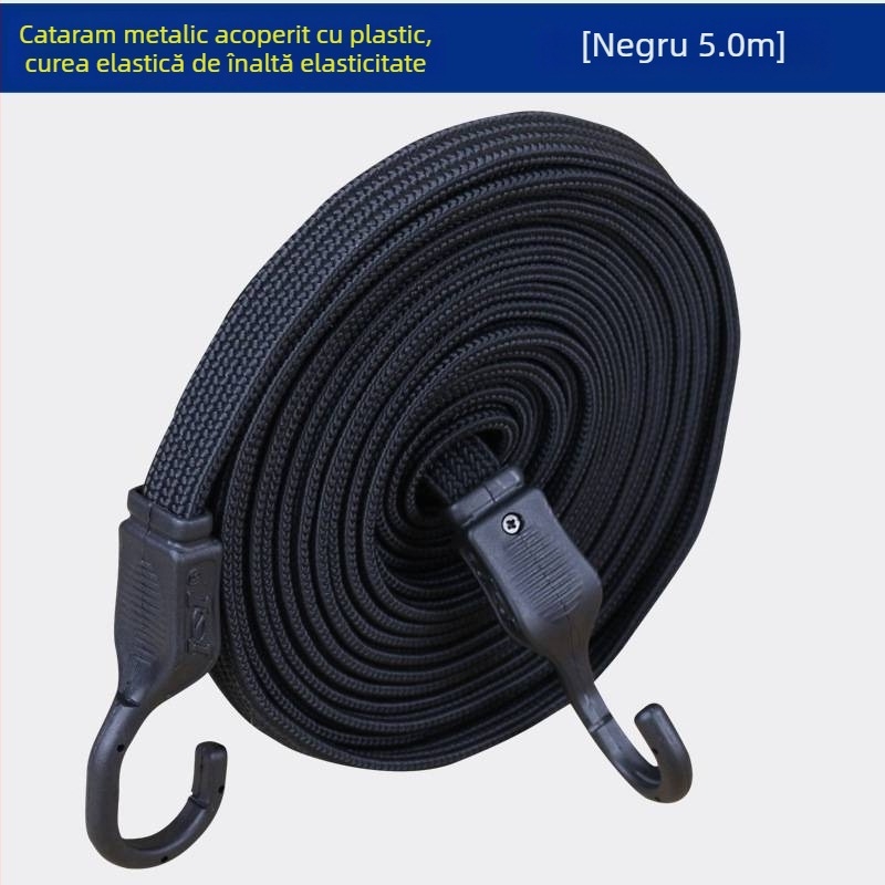 Bandă elastică pentru bagaje cu cârlige din oțel placat cu plastic