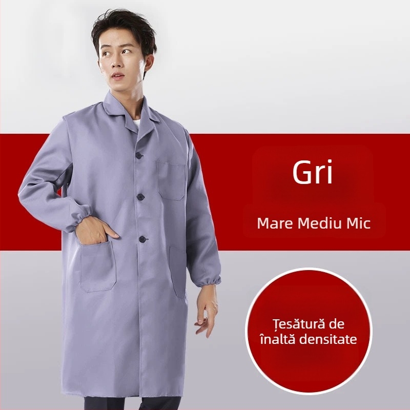 Costum de protecție pentru muncă cu proprietăți anti-murdărire și dezinfectare, din amestec bumbac și fibre chimice, căptușeală poliester, destinat uzului în fabrică