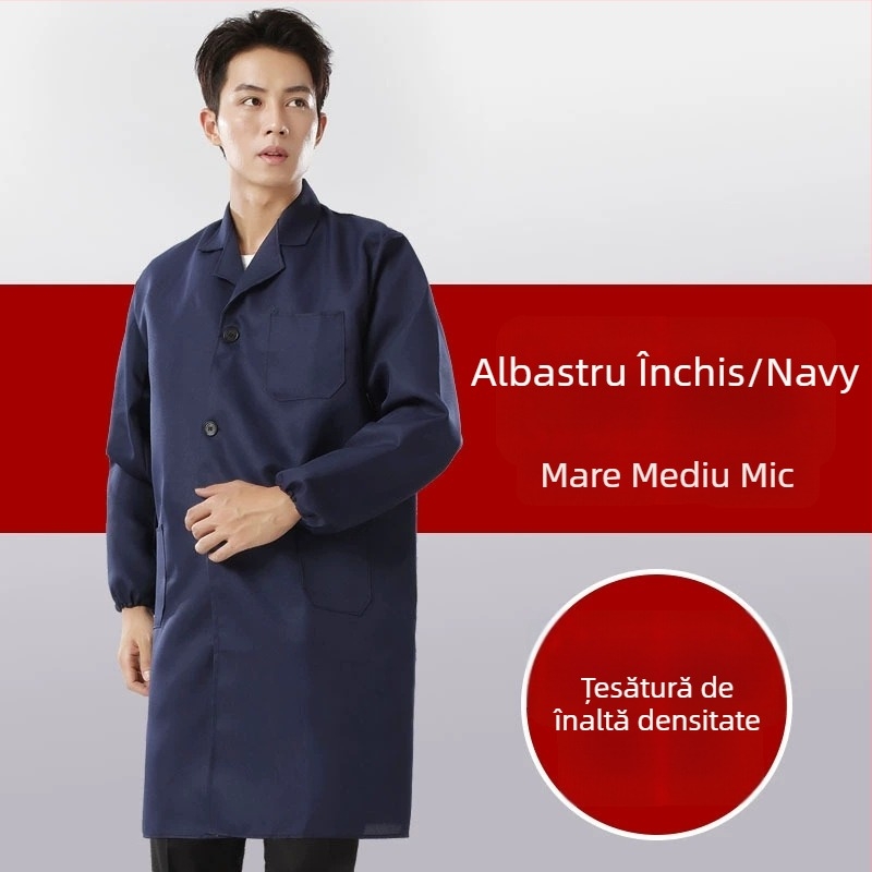 Costum de protecție pentru muncă cu proprietăți anti-murdărire și dezinfectare, din amestec bumbac și fibre chimice, căptușeală poliester, destinat uzului în fabrică