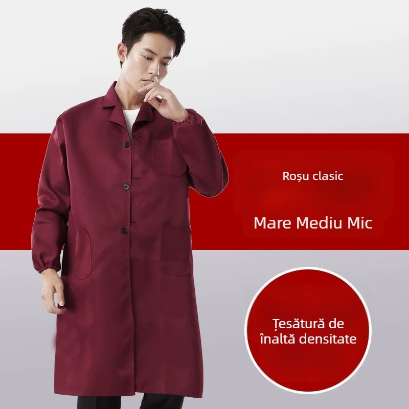 Costum de protecție pentru muncă cu proprietăți anti-murdărire și dezinfectare, din amestec bumbac și fibre chimice, căptușeală poliester, destinat uzului în fabrică