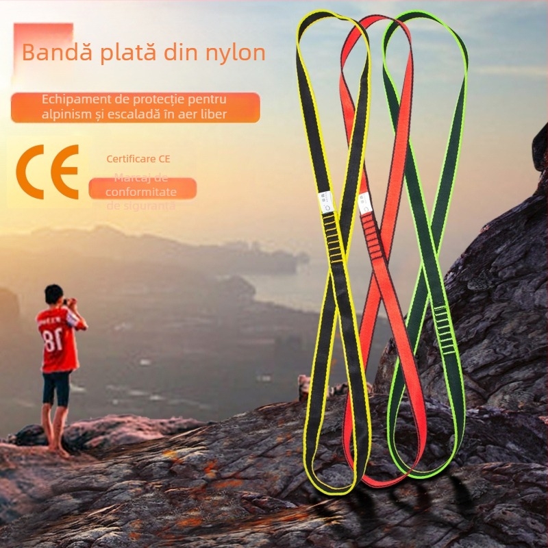 Curea de alpinism din poliester cu inel plat, rezistentă și durabilă