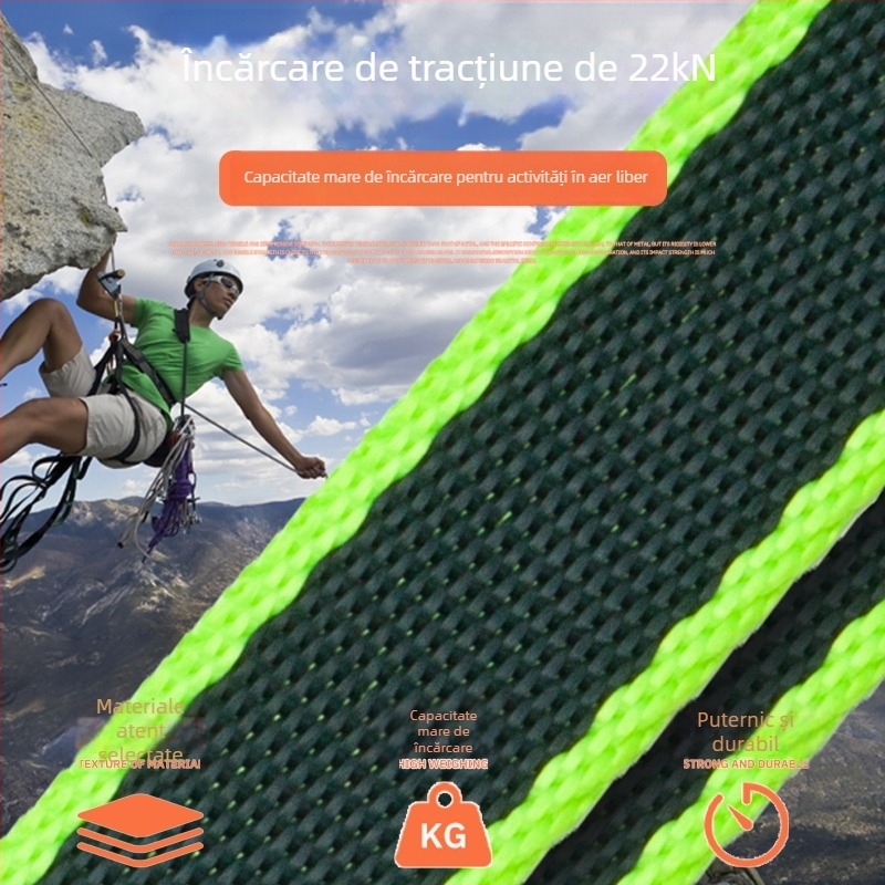 Curea de alpinism din poliester cu inel plat, rezistentă și durabilă
