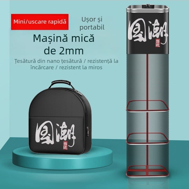 Geantă/plasă de protecție pentru pescuit, nylon, Bawon, gură pătrată, uscare rapidă, ochi mici de plasă