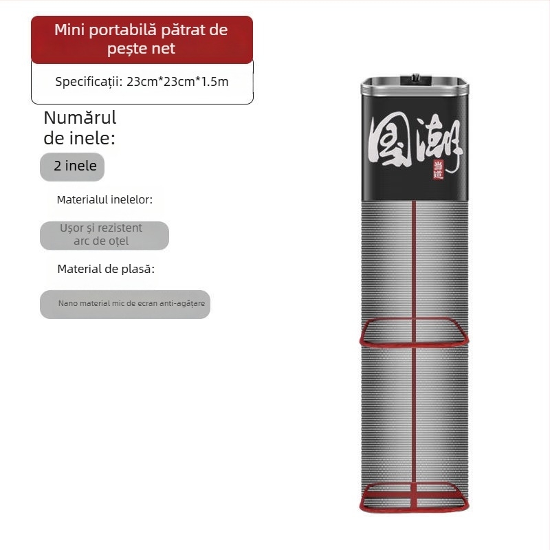 Geantă/plasă de protecție pentru pescuit, nylon, Bawon, gură pătrată, uscare rapidă, ochi mici de plasă