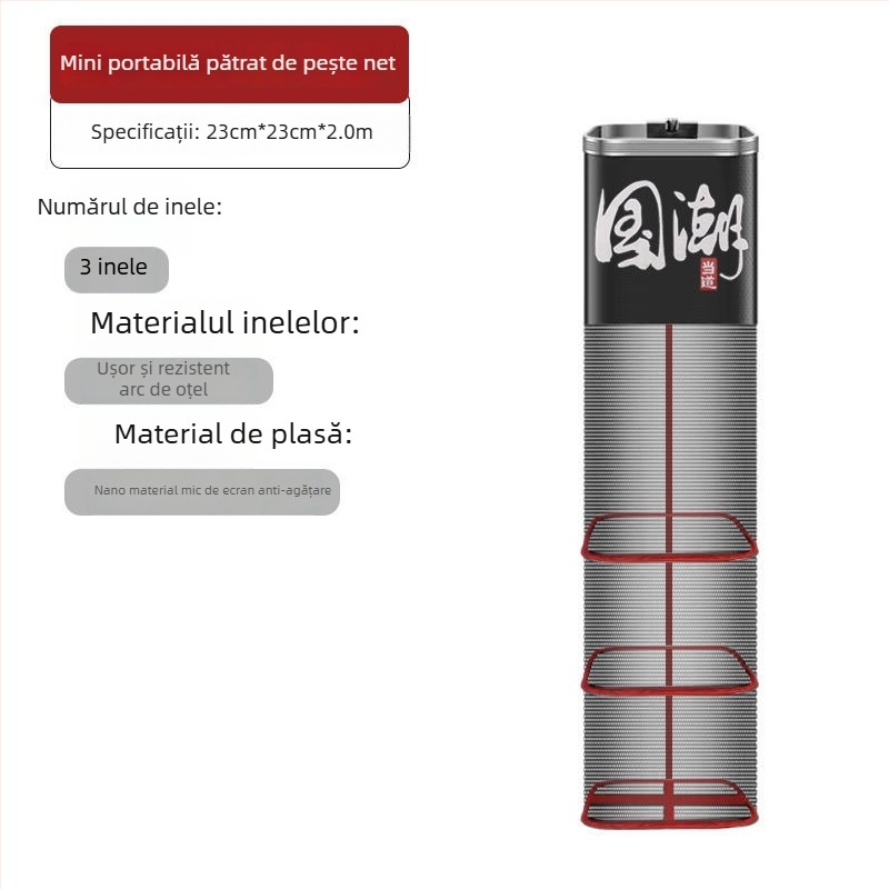 Geantă/plasă de protecție pentru pescuit, nylon, Bawon, gură pătrată, uscare rapidă, ochi mici de plasă