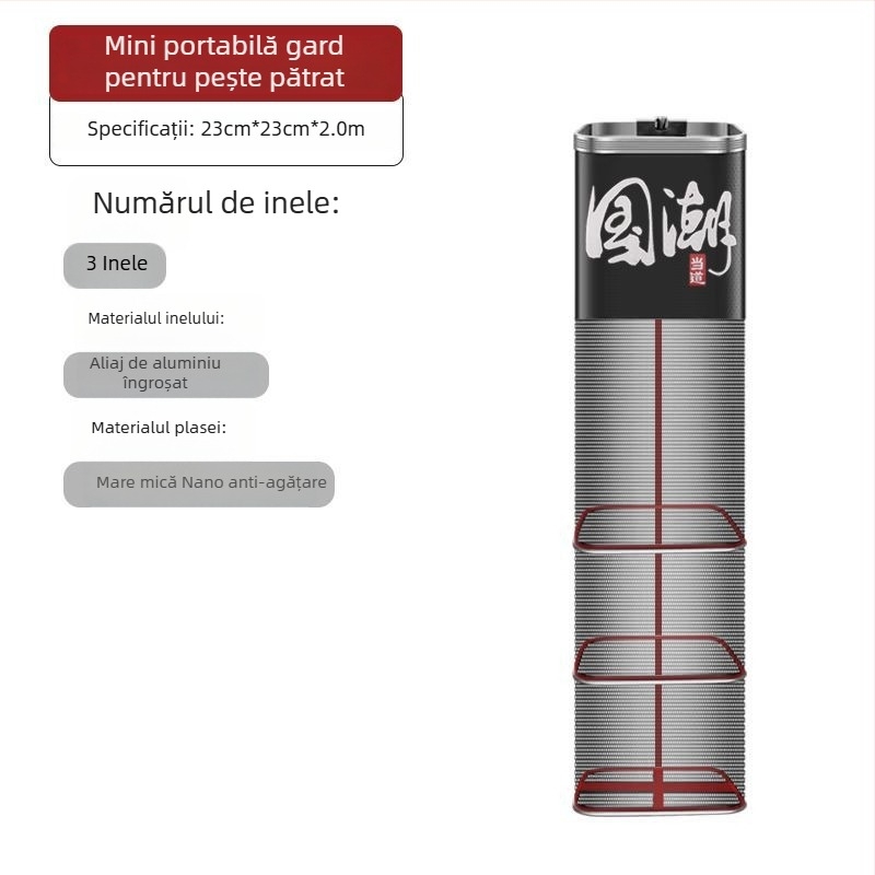 Geantă/plasă de protecție pentru pescuit, nylon, Bawon, gură pătrată, uscare rapidă, ochi mici de plasă