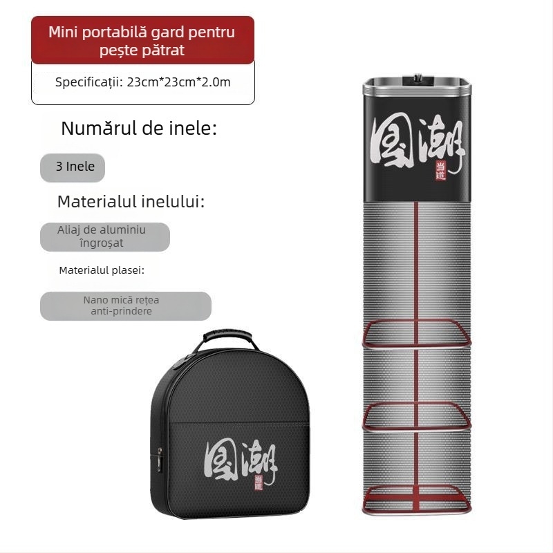 Geantă/plasă de protecție pentru pescuit, nylon, Bawon, gură pătrată, uscare rapidă, ochi mici de plasă