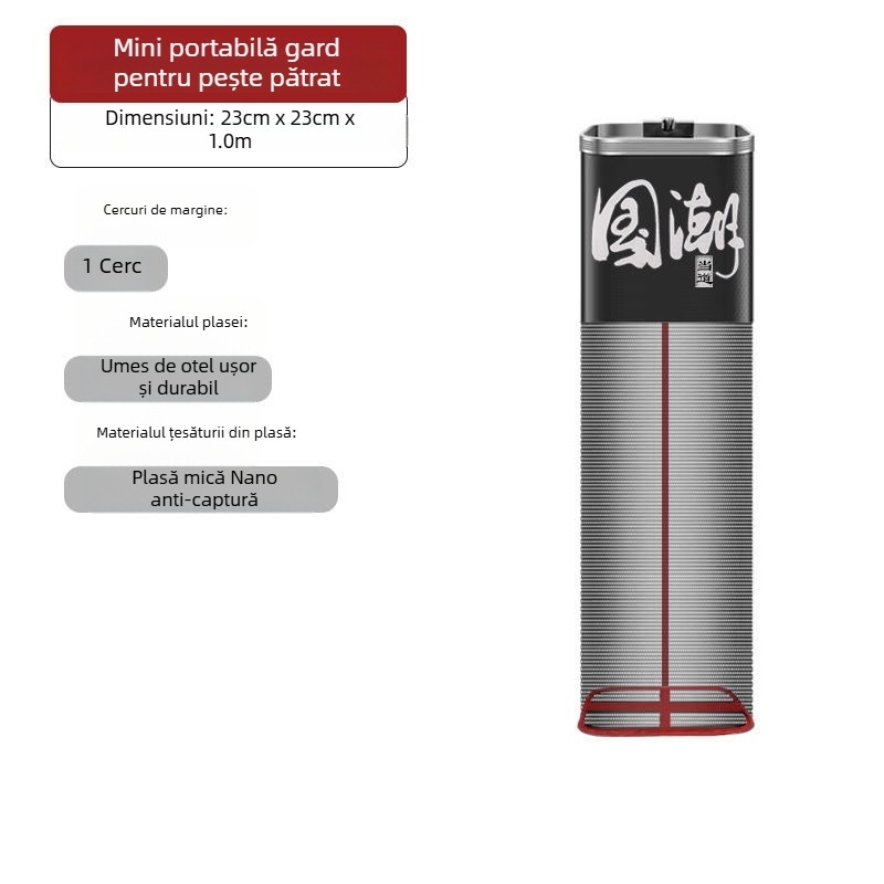 Geantă/plasă de protecție pentru pescuit, nylon, Bawon, gură pătrată, uscare rapidă, ochi mici de plasă