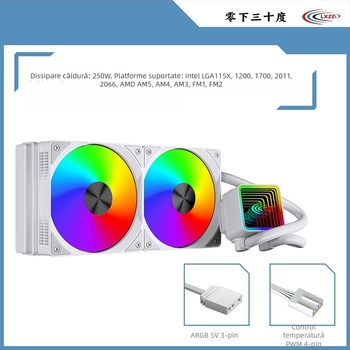 Radiator de răcire cu apă pentru CPU – corp din cupru, rulmenți hidraulici (cupru, rulmenți hidraulici, 1800 RPM, 20 dB, răcire cu apă)