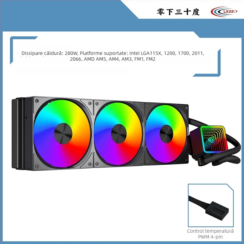 Radiator de răcire cu apă pentru CPU – corp din cupru, rulmenți hidraulici (cupru, rulmenți hidraulici, 1800 RPM, 20 dB, răcire cu apă)